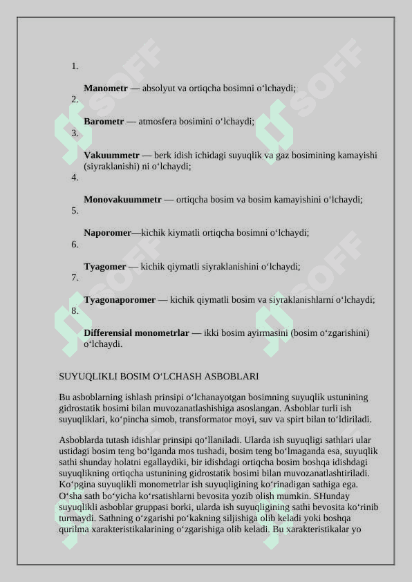 Bosimni yuk-porshenli manometrlar bilan o‘lchash 3
