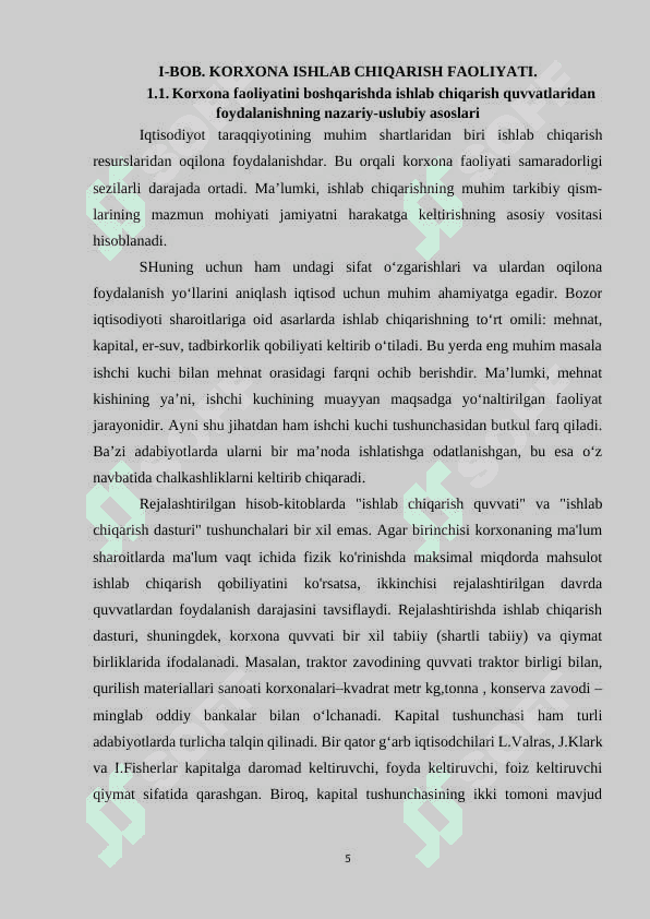 KORXONA ISHLAB CHIQARISH FAOLIYATI, XARAJATLAR, FOYDA VA RENTABELLIK 5