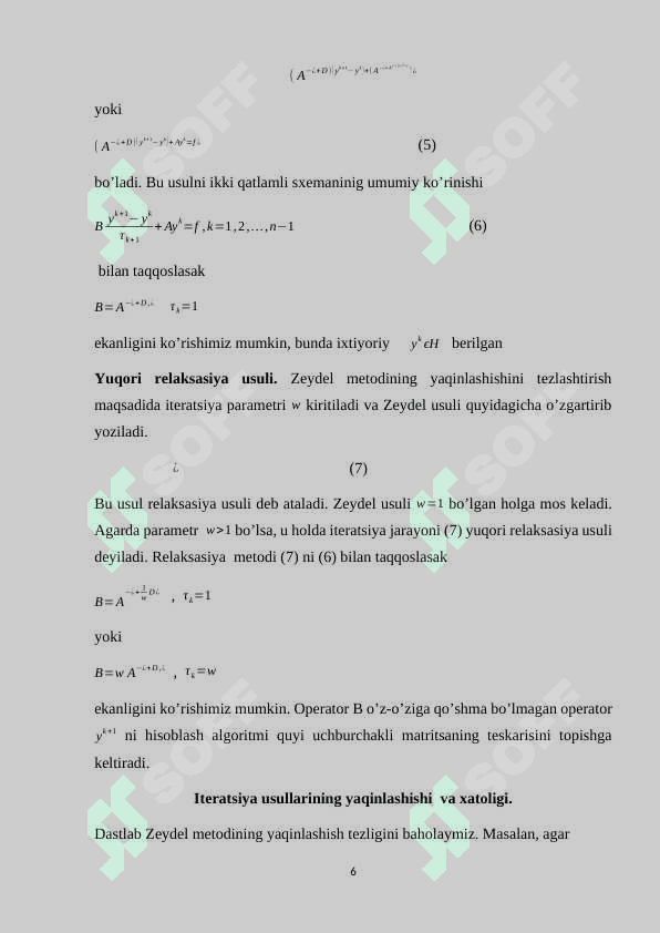ChATS yechishning iteratsion usullari. Yakobi usuli. 6