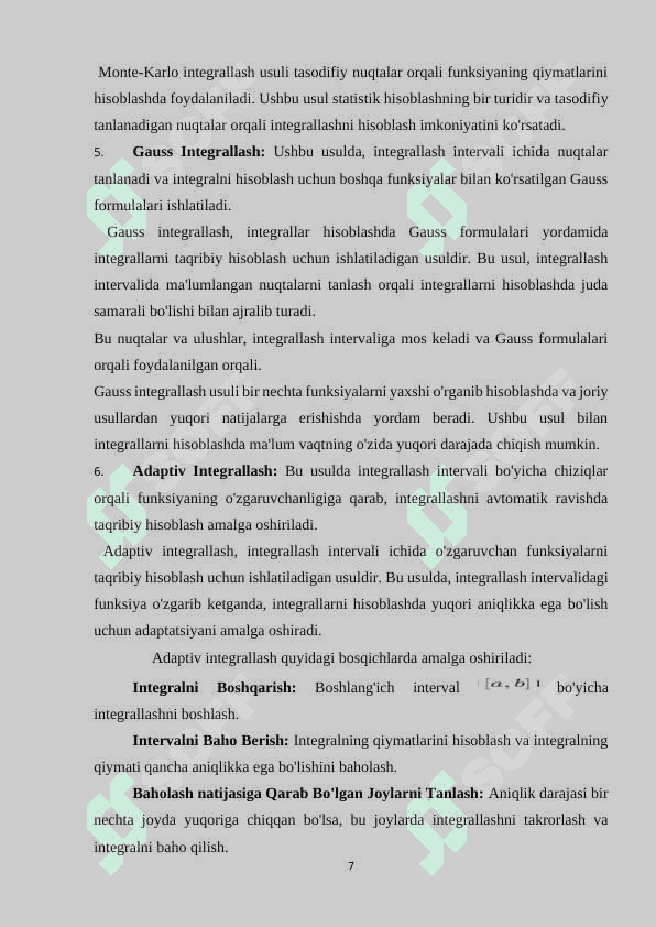 Integrallarni taqribiy hisoblash usullari. Simpson usuli. 7