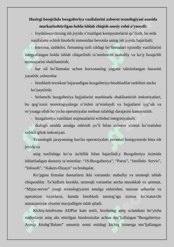 Buxgalteriya axborot tizimlari. Korxonalar buxgalteriyasida dasturiy ta’minotlar. 3