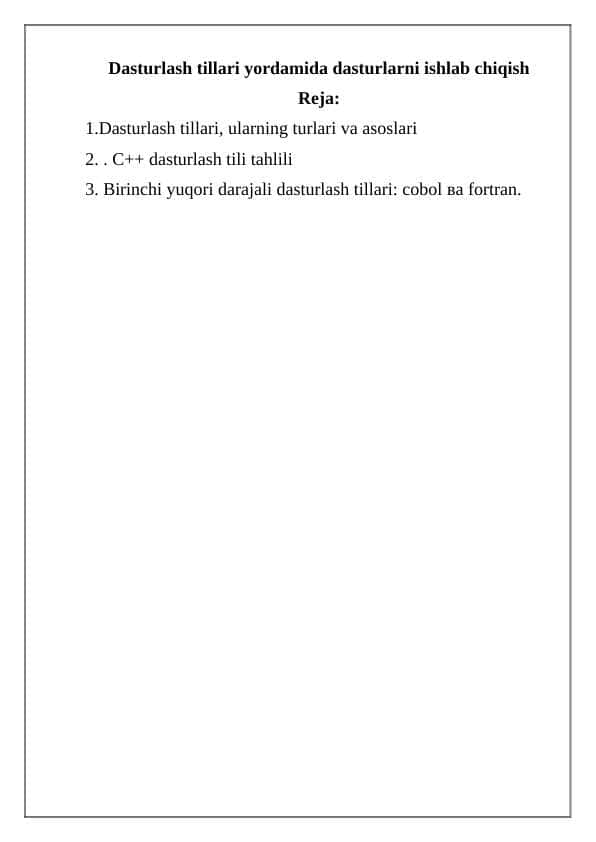 Dasturlash tillari yordamida dasturlarni ishlab chiqish 1