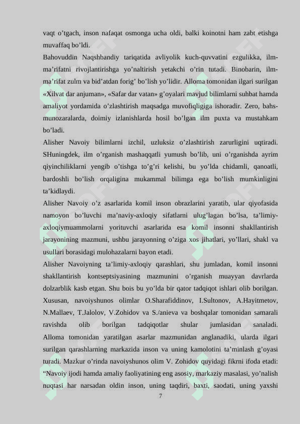 BOSHLANG‘ICH TA’LIM FANLARINI O‘QITILISH JARAYONIDA SHARQ MUTAFAKKIRLARI MEROSIDAN FOYDALANISH 7