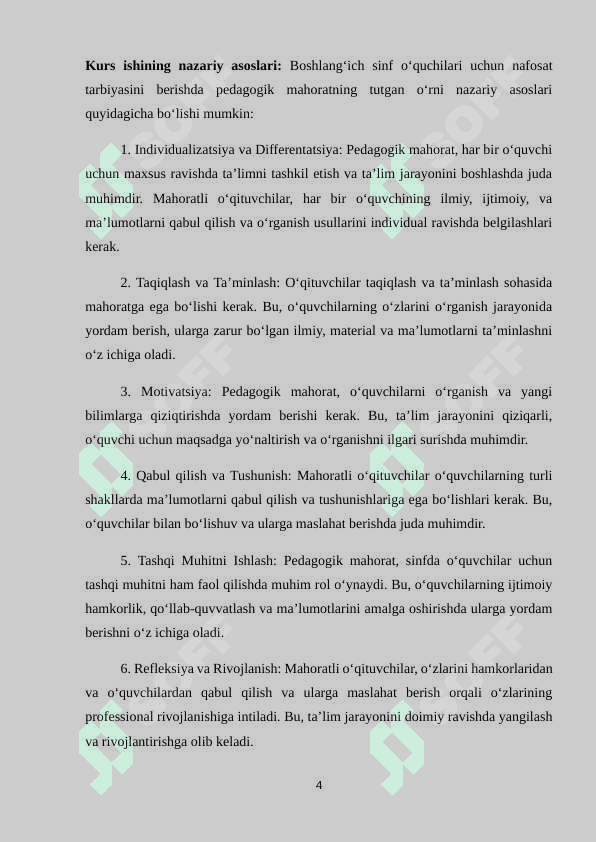 BOSHLANGʻICH SINF OʻQUCHILARIGA NAFOSAT TARBIYASINI BERISHDA PEDAGOGIK MAHORATNING TUTGAN O‘RNI 4
