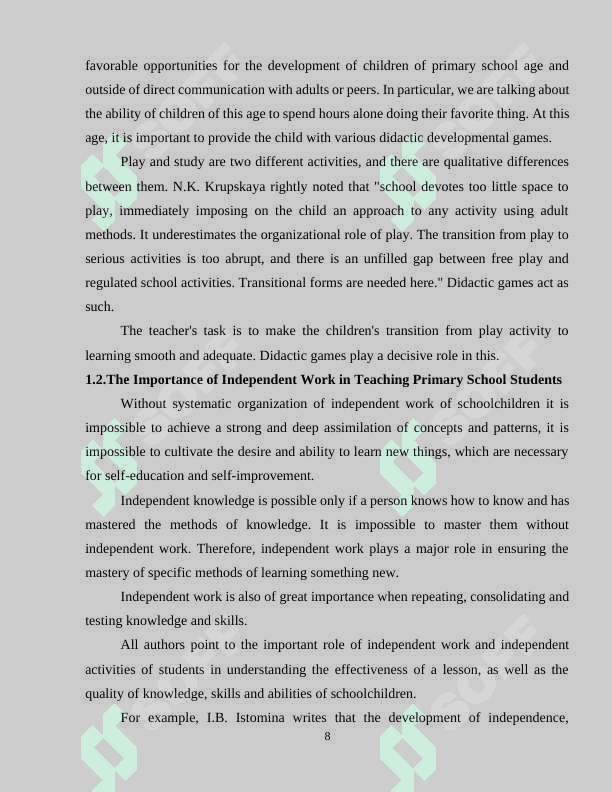 Developing learners' autonomy and independence in English language classes for young learners 8
