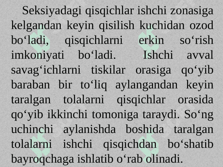 IPAK TOLALARINI TARASh. Ipak tolalarini piltalash 7