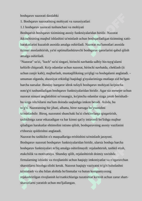 Boshqaruv nazorati va mohiyati, shakllari va amalga oshirish vositalari 3