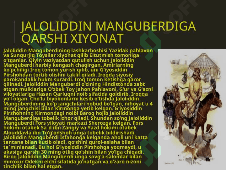 MO`G`ULLAR ISTILOSI VA ZULMIGA QARSHI KURASH. JALOLIDDIN MANGUBERDI 8