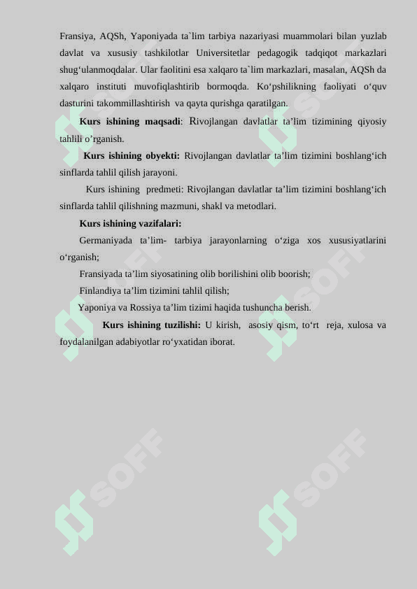 RIVOJLANGAN DAVLATLAR TA’LIM TIZIMINING QIYOSIY  TAHLILI(BOSHLANG’ICH TA’LIM MISOLIDA)” 5