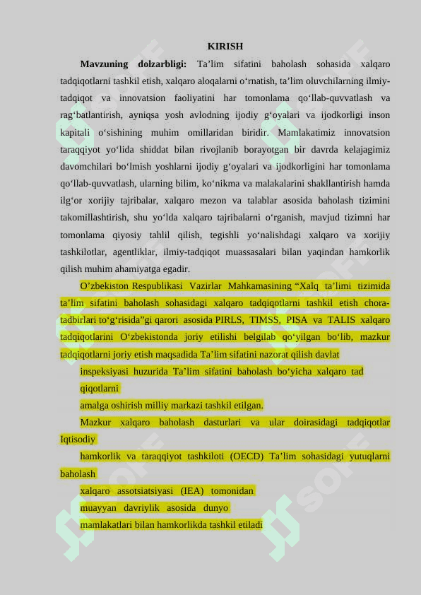 TIMSS (Trends in International Mathematics and Science Study (TIMSS) 4 va 8-sinf oquvchilarining matematika va tabiiy yonalishdagi fanlardan ozlashtirish darajasini baholash uchun) tadqiqotlari haqida umumiy tushuncha 4