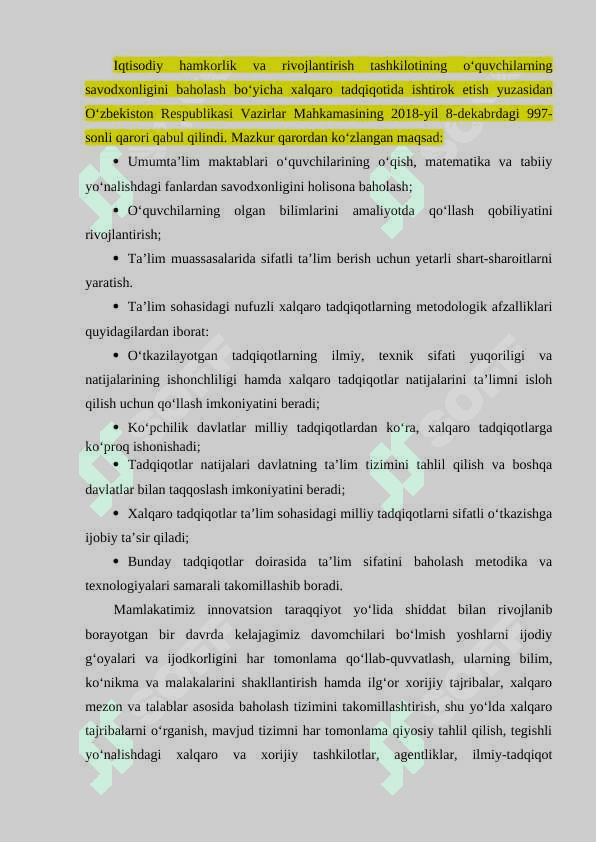 TIMSS (Trends in International Mathematics and Science Study (TIMSS) 4 va 8-sinf oquvchilarining matematika va tabiiy yonalishdagi fanlardan ozlashtirish darajasini baholash uchun) tadqiqotlari haqida umumiy tushuncha 5