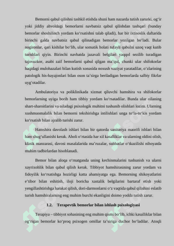 Turli kasalliklarda bemor bilan munosabatda bo‘lish psixologiyasi. 7