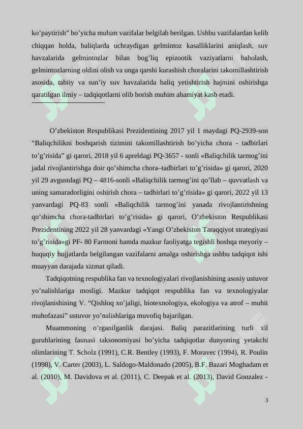 Buxoro viloyati suv havzalari baliqlari gelmintlarining ekologik- faunistik 3