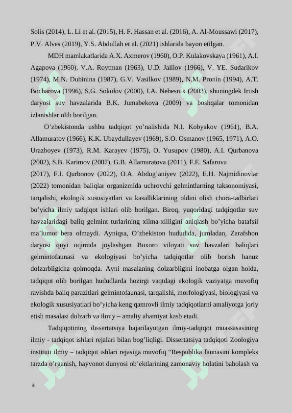Buxoro viloyati suv havzalari baliqlari gelmintlarining ekologik- faunistik 4