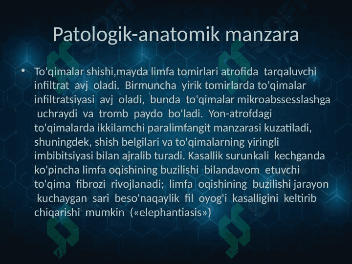 Limfa tugunlari,qon va limfa tomirlari yiringli yallig’lanish kasalliklari: limfadenit,limfangit,  tromboflebit 8