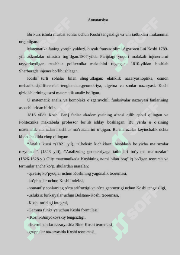 Koshi tengsizligi va uning tadbiqlari 2
