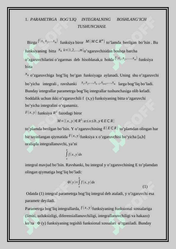 Parametrga bog’liq integrallar 3