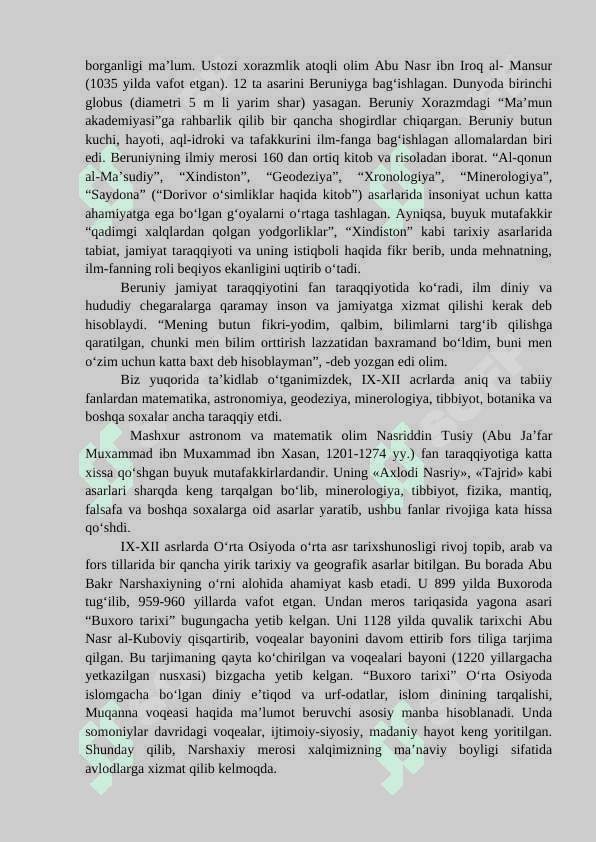 Markaziy Osiyolik qomusiy mutafakkirlarning dunyo sivilizatsiyasida tutgan o‘rni 8