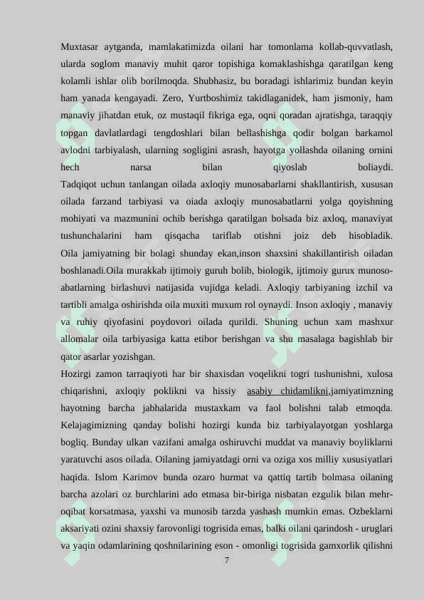 OʻQUVCHILARNI MILLIY QADRIYATLAR ASOSIDA AHLOQIY TARBIYALASHDA OILANING ROLI 7