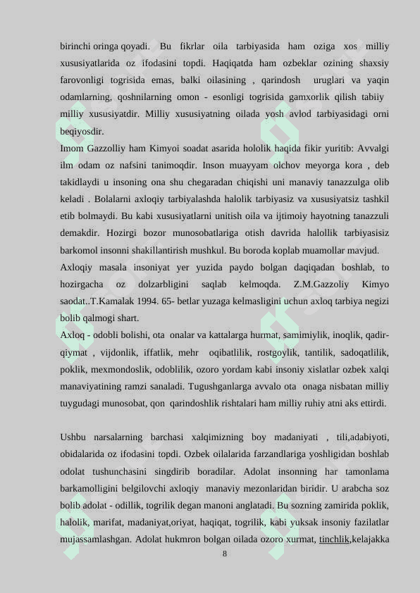 OʻQUVCHILARNI MILLIY QADRIYATLAR ASOSIDA AHLOQIY TARBIYALASHDA OILANING ROLI 8