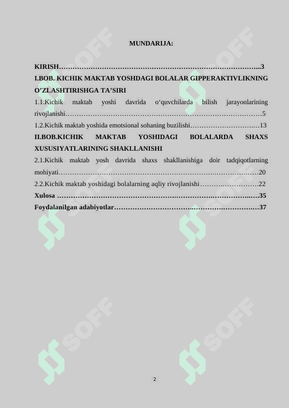 KICHIK MAKTAB YOSHDAGI BOLALAR GIPPERAKTIVLIKNING O’ZLASHTIRISHGA TA’SIRI 2
