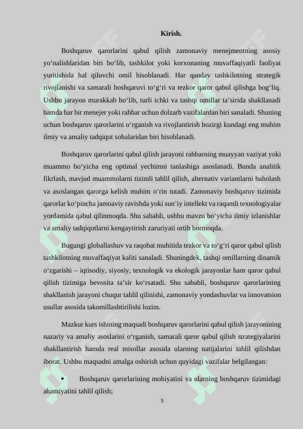 Boshqaruv qarorlarini qabul qilish.Boshqaruv qarorlarini qabul qilish. 5