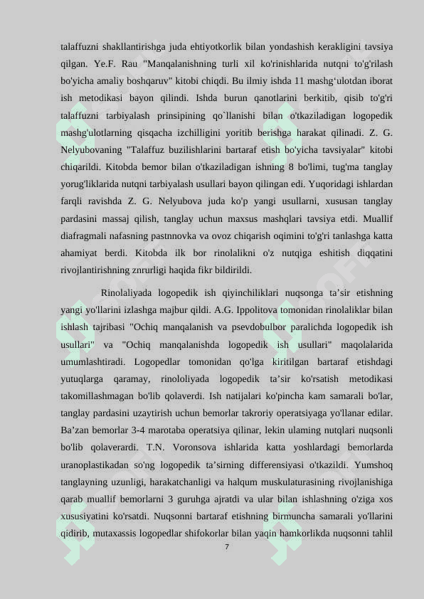Rinolaliya shakllari va nutqiy talaffuz buzilishi belgilari, bartaraf etish, korreksion usullari 7