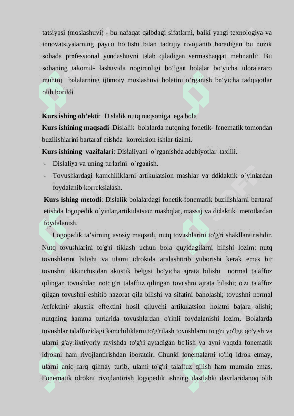Dislaliyani bartaraf etishda logopedik ta`sir metodikasi 3