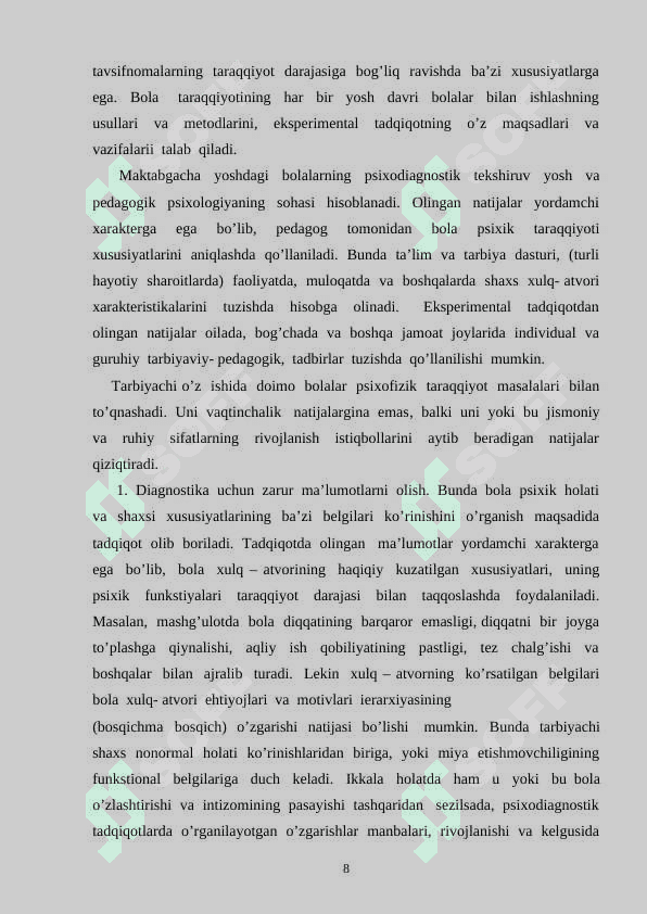 Maktabgacha yoshdagi bolalarni psixologik pedagogik tashxis qilish metodlari 8