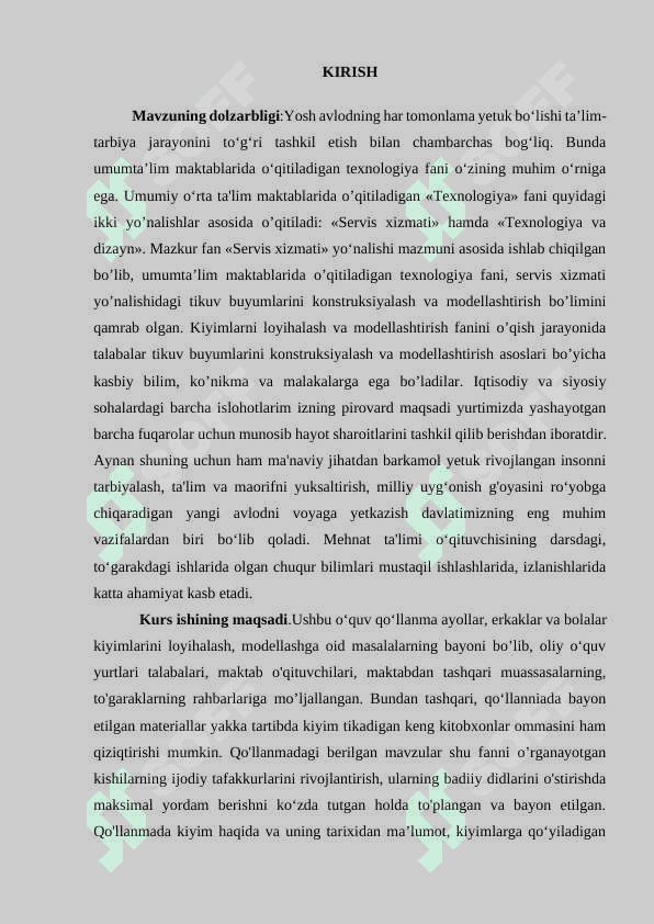AYOLLAR YENGIL KO’YLAGI ANDOZASINI TAYYORLASH, GAZLAMAGA JOYLASHTIRISH VA BICHISH 3