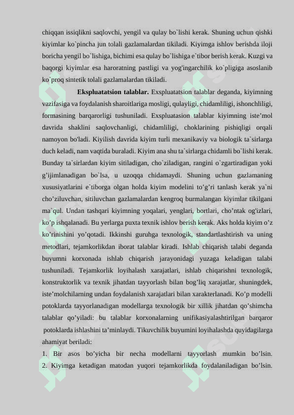 AYOLLAR YENGIL KO’YLAGI ANDOZASINI TAYYORLASH, GAZLAMAGA JOYLASHTIRISH VA BICHISH 6