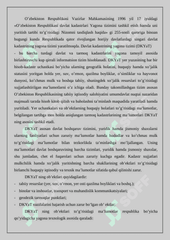 Davlat kadastrlarining yagona tizimida yer kadastrining o’rni  vazifasi va ahamiyati 2