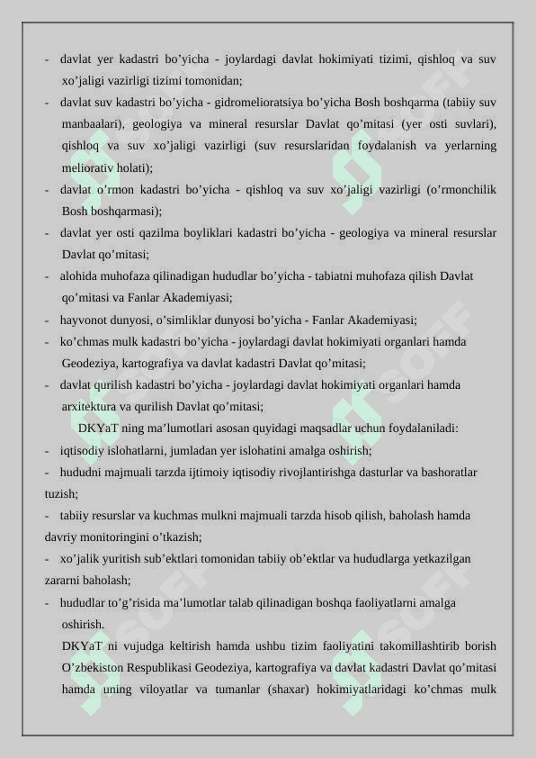 Davlat kadastrlarining yagona tizimida yer kadastrining o’rni  vazifasi va ahamiyati 3