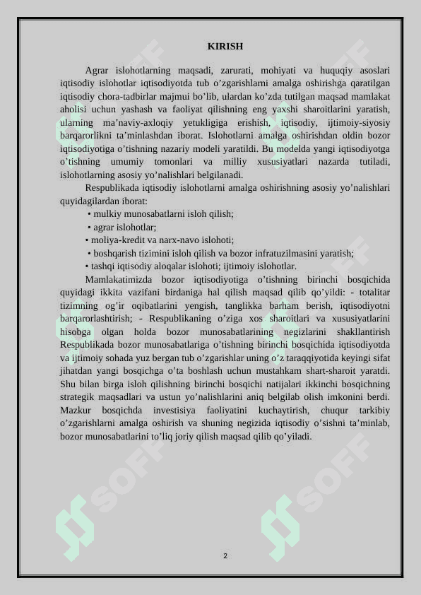 O‘zbekistonda agrar islohotlar va ularning yo‘nalishlari 2
