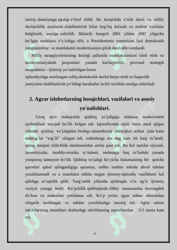 O‘zbekistonda agrar islohotlar va ularning yo‘nalishlari 6