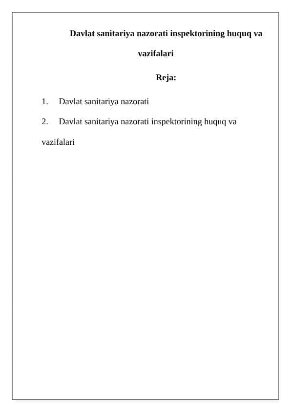 Davlat sanitariya nazorati inspektorining 1