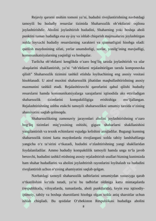 SHAHARLARNING RAYON VA MAJMUA HOSIL QILISH FUNKSIYASI 8