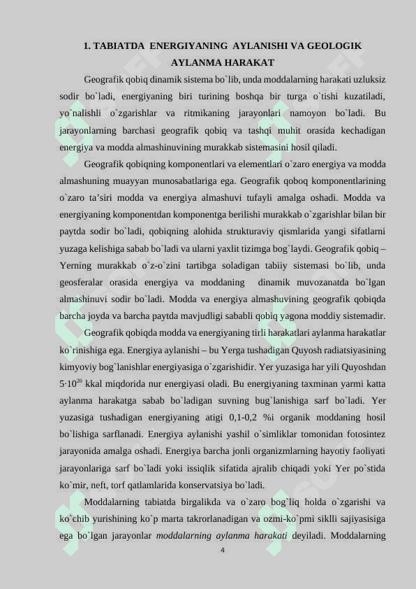 “Tabiatda modda va energiya aylanma harakati qonuniyatlari” 4