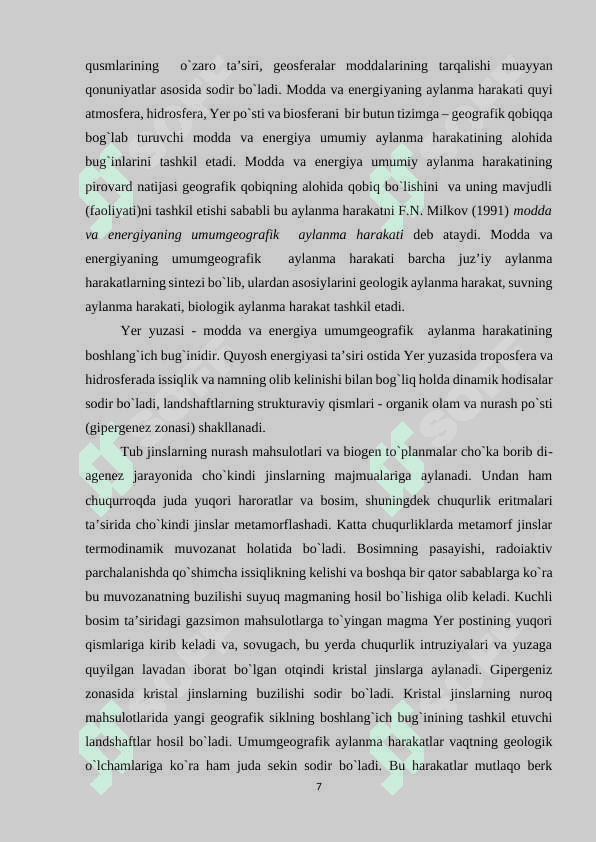 “Tabiatda modda va energiya aylanma harakati qonuniyatlari” 7