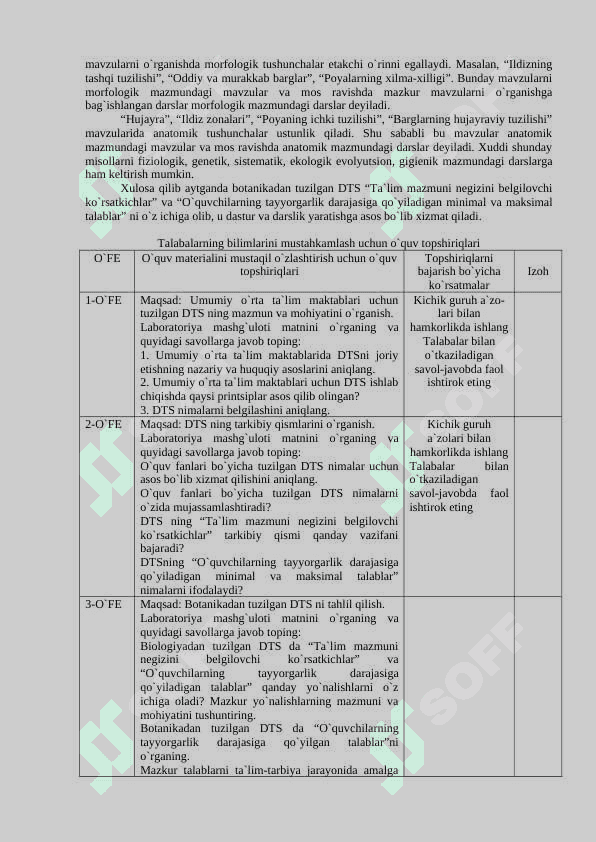 Biologiya oqitish metodikasidan lab mashgulotlari 7
