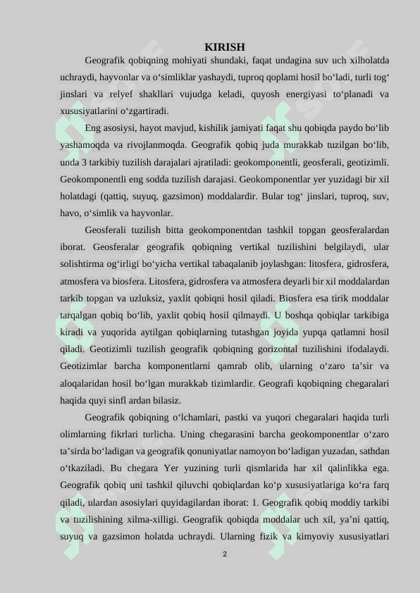 “.Zonallik va hududiylik qonuniyatlari.” 2