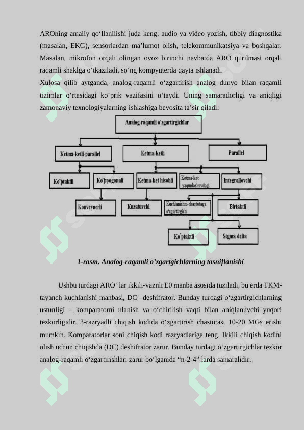 Analog-raqamli va raqamli-analog o’zgartirish xarakteristikalari 5