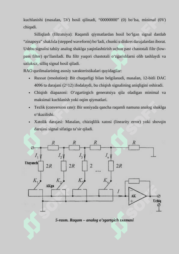 Analog-raqamli va raqamli-analog o’zgartirish xarakteristikalari 8