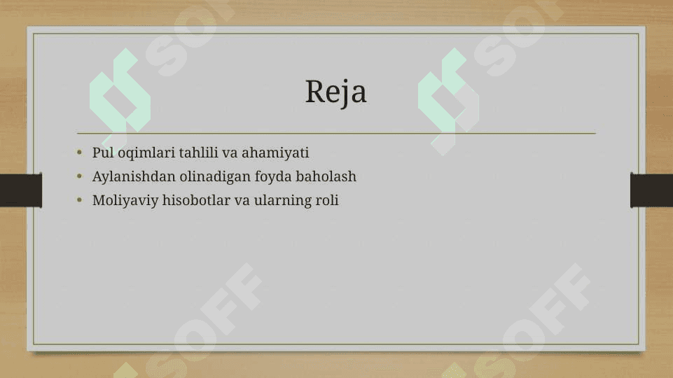 Pul oqimlari to'g'risidagi xisobot tuzish,va aylanmadan olinadigan foyda 2