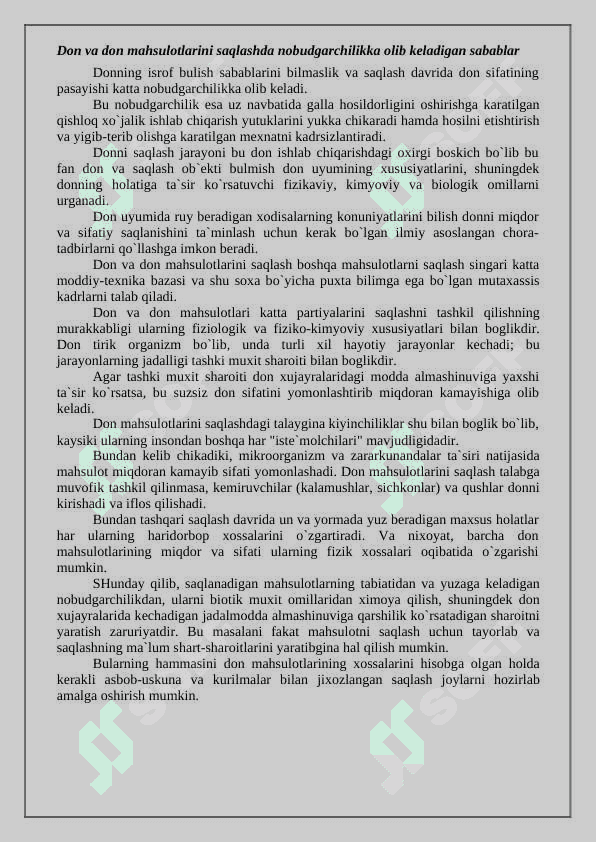 Don va don mahsulotlarini saqlashdagi ro’y beradigan jarayonlar 3