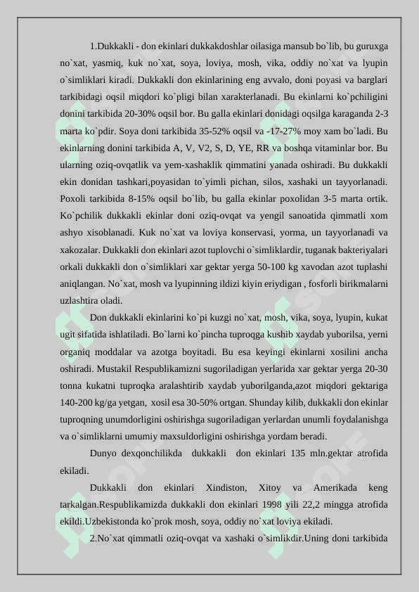 Dukkakli o‘simliklar tarkibidagi oqsillar 2