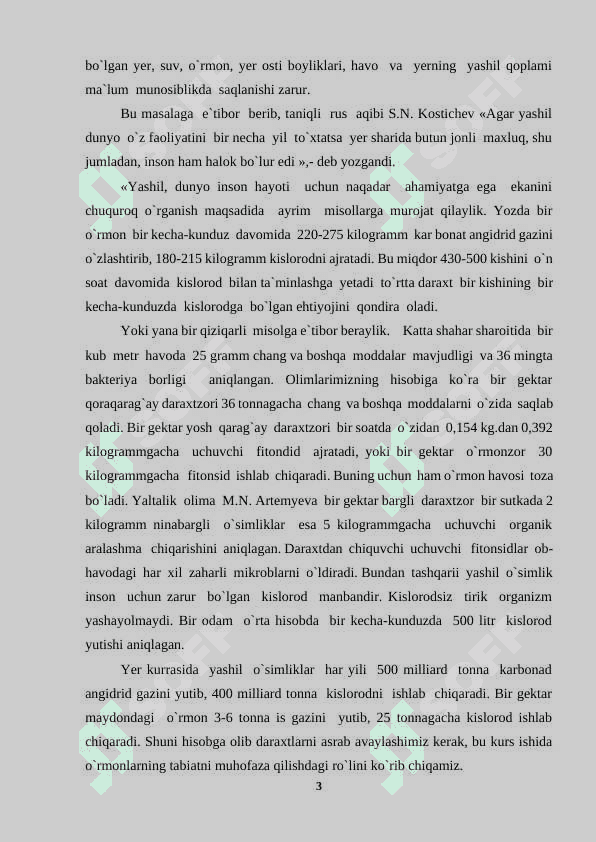 “Tabiatni muhofaza qilishda o`rmon resurslarining roli” 3