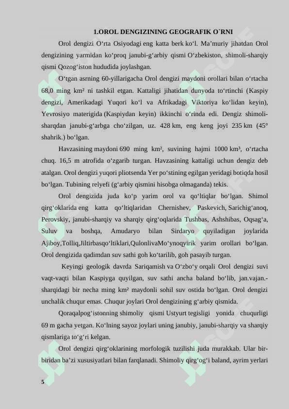 “Orol dengizi qurishining sabablari va oqibatlari” 5