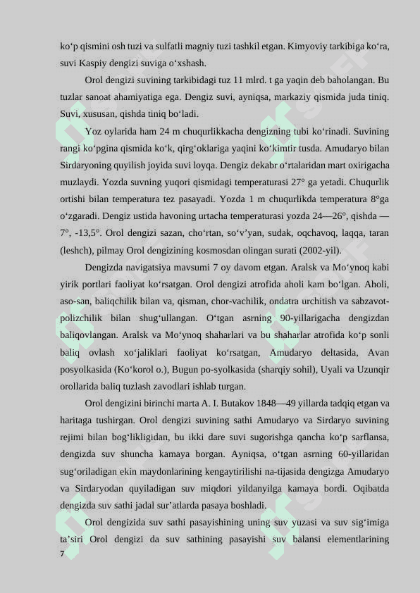 “Orol dengizi qurishining sabablari va oqibatlari” 7