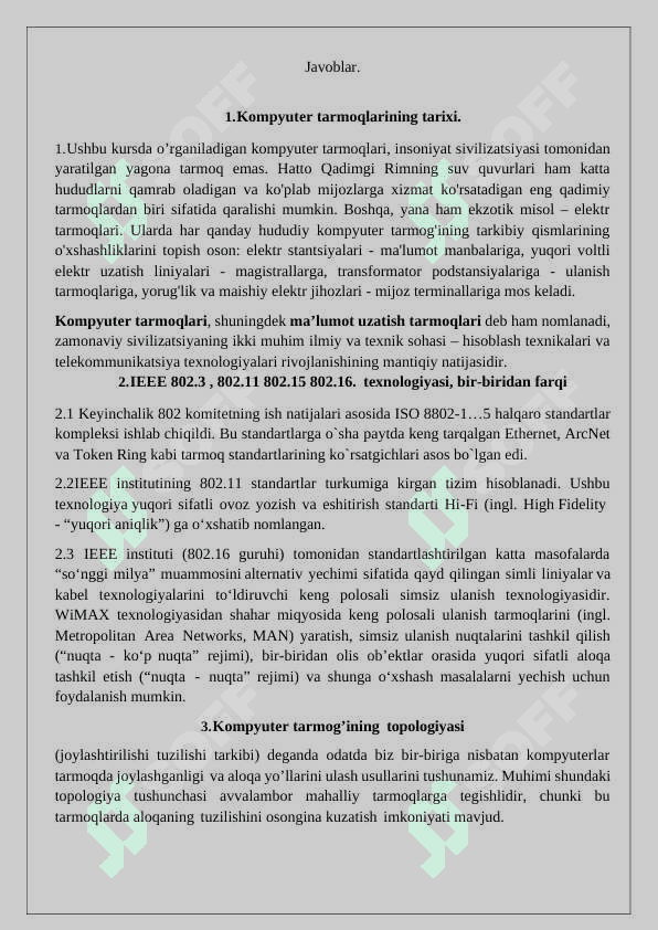 Kompyuter tarmoqlarining tarixi. 3